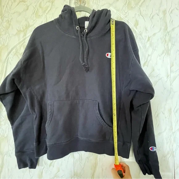 Champion large Reverse Weave blue hoodie pullover pocket long sleeve sweater - Picture 6 of 8